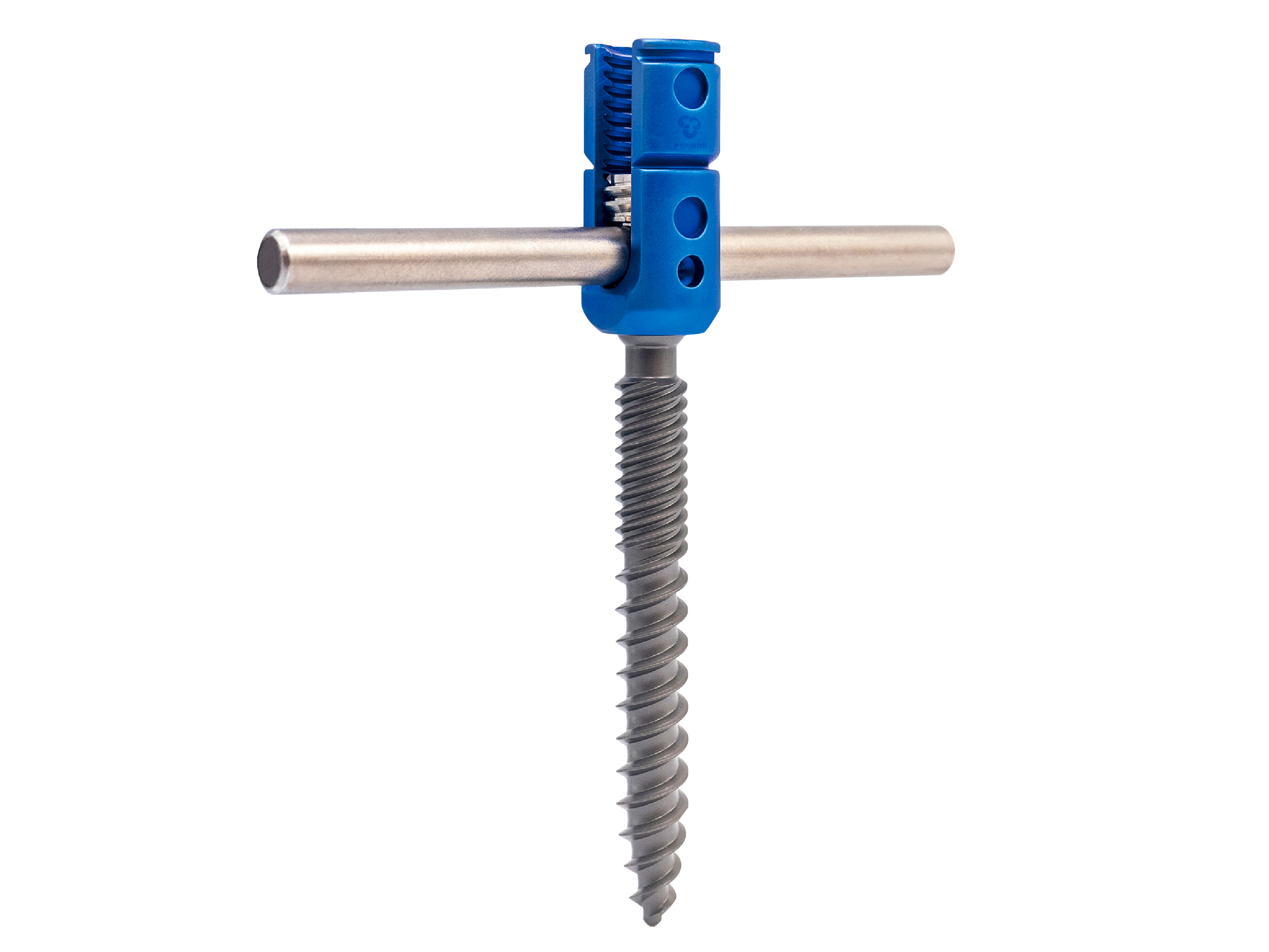 Long-tail polyaxial variable pitch thread pedicle screw