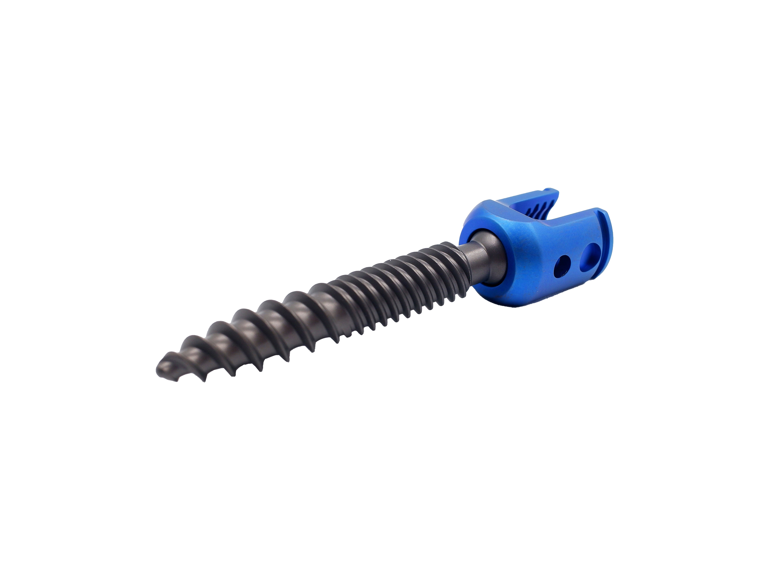 Short tail polyaxial variable pitch thread pedicle screw